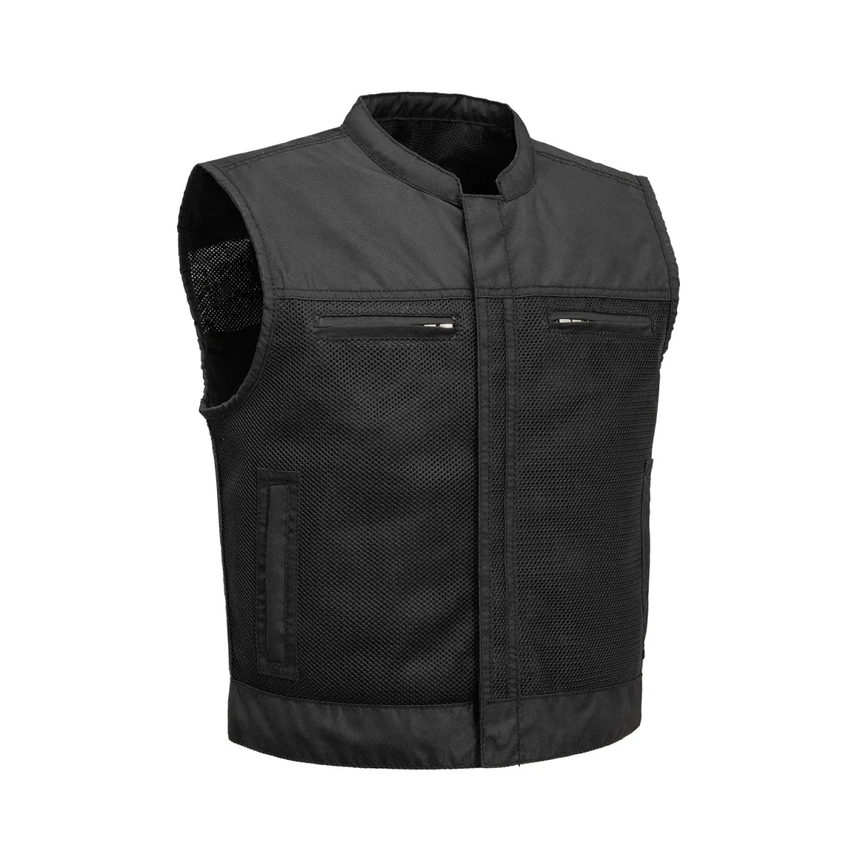 Lowrider Moto Mesh Men's Motorcycle Vest Men's Leather Vest First Manufacturing Company Black S